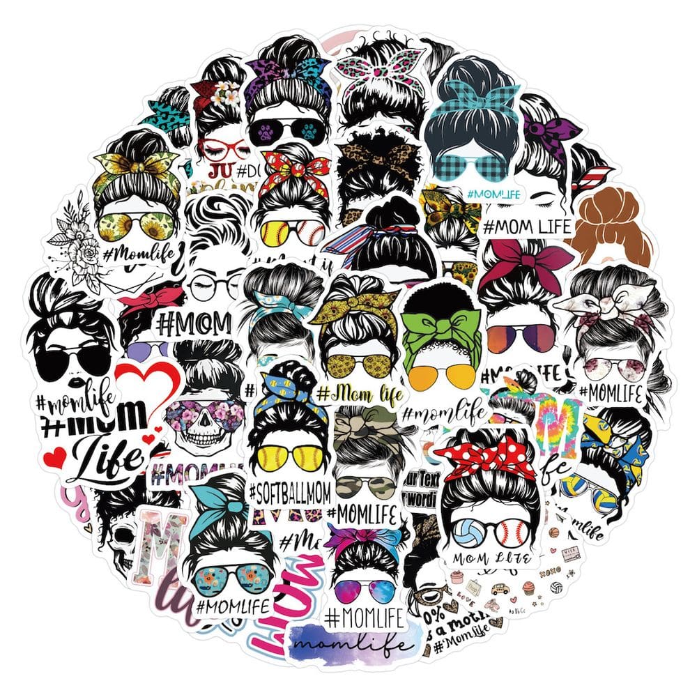 Pacote de adesivos Mom Life Anime, 60 unidades com design atraente