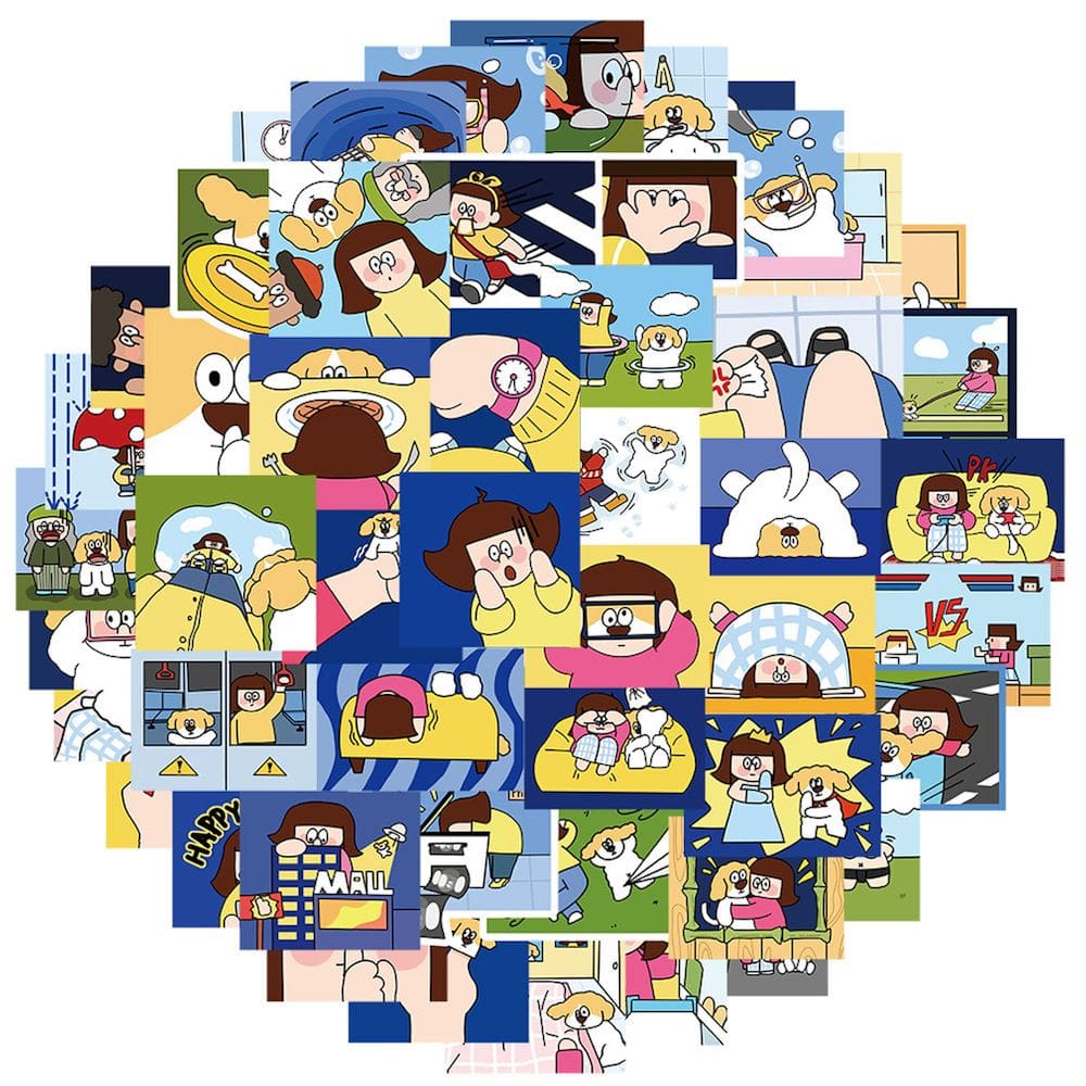 Pacote de adesivos Red Beans And Her Rebellious Puppy Anime x50