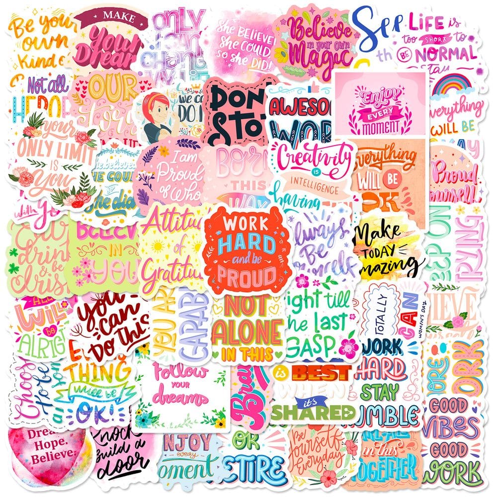 Pacote de adesivos Healing Text Anime Waterproof 50 unidades rosa