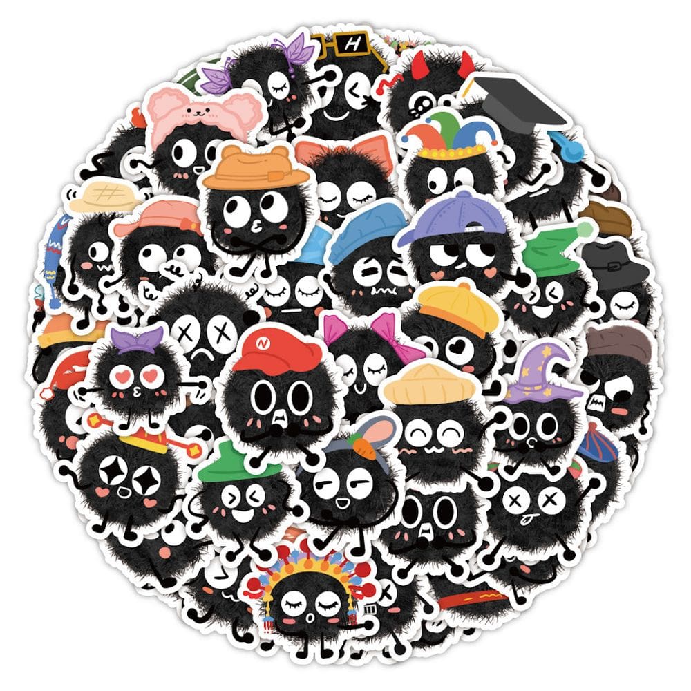 Pacote de adesivos Coal Elf Fairydust Totoros Anime 60 unidades