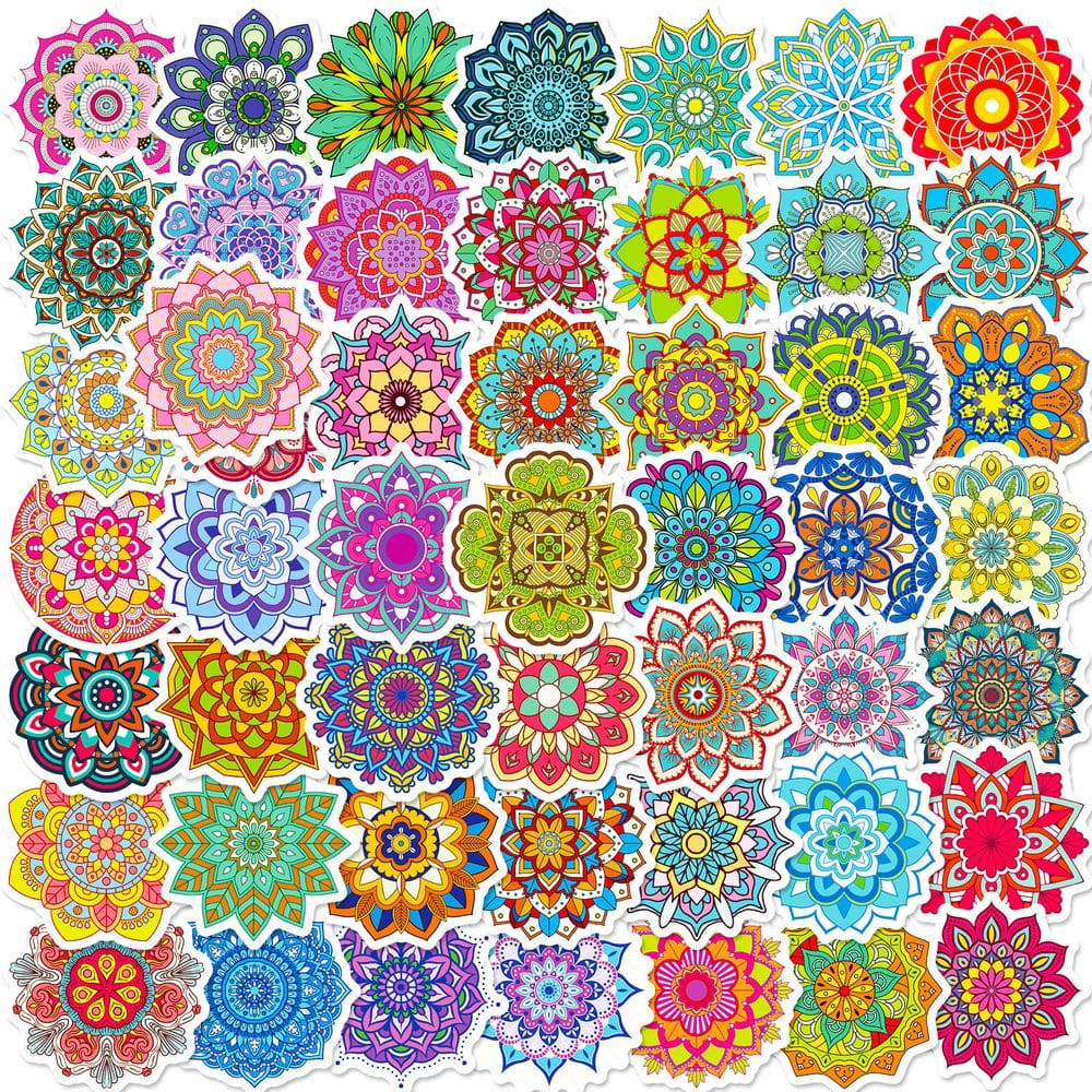 Pacote de adesivos Cartoon Mandala Anime em vinil impermeável (50 unidades)