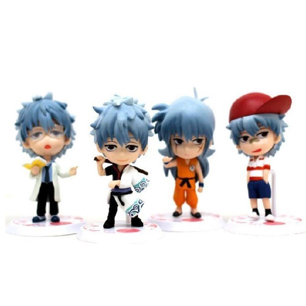 Figure Toy Collection Gintamas, 4 peças de boneca de anime, 8 cm, PVC