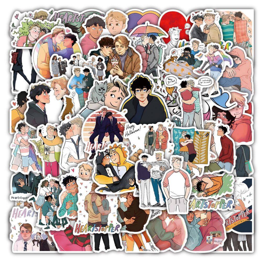 Pacote de adesivos Heartstoppers Anime Waterproof Vinyl 50 unidades