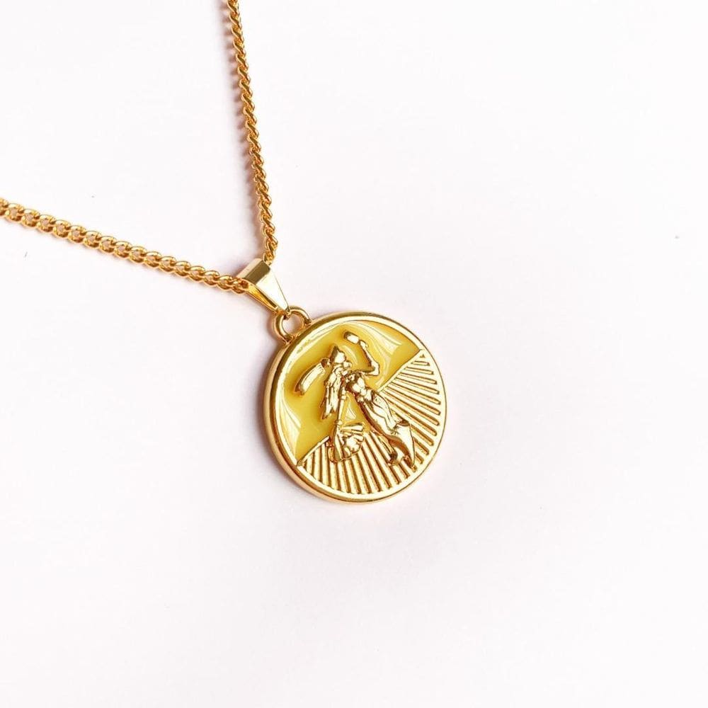 Colar Pingente Medalha Orixá Corrente 60 Cm Dourado - Oxum