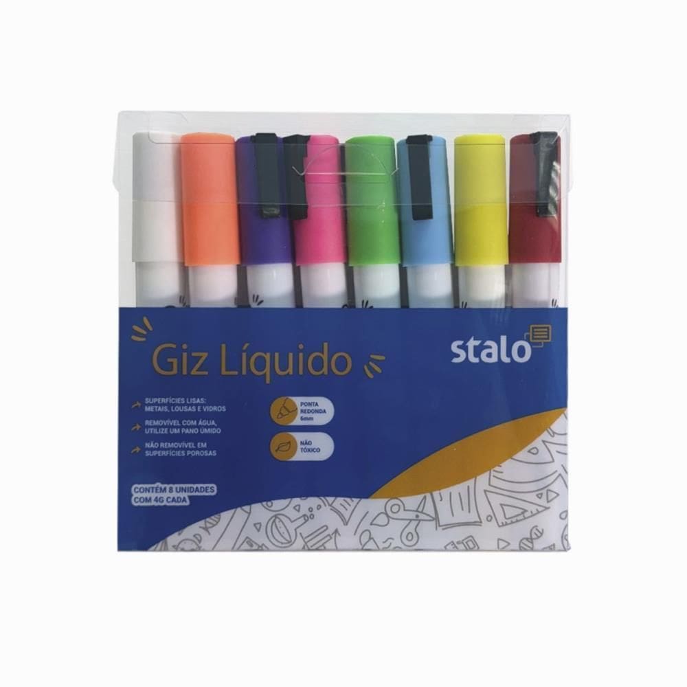 Giz Líquido Chalk Marker 8 Cores - Stalo