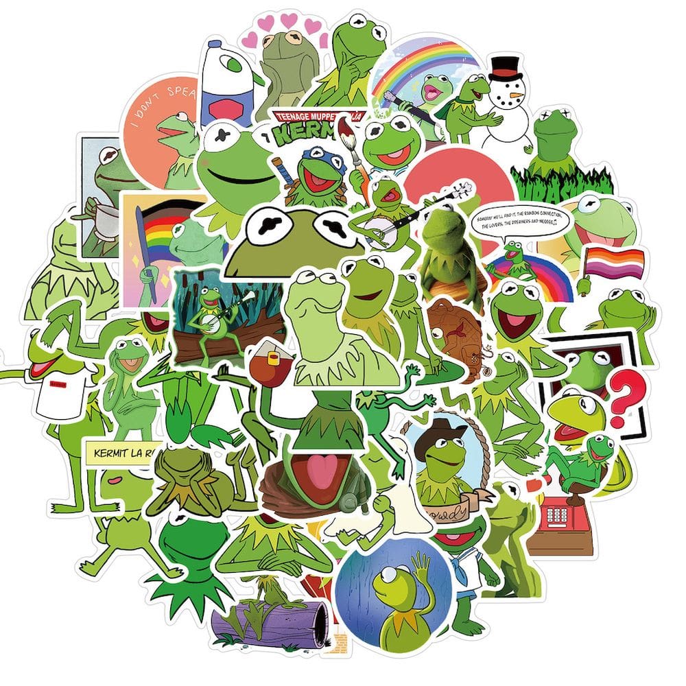 Adesivos Kermits Frogs Anime, pacote de 50 peças, desenho animado decorativo