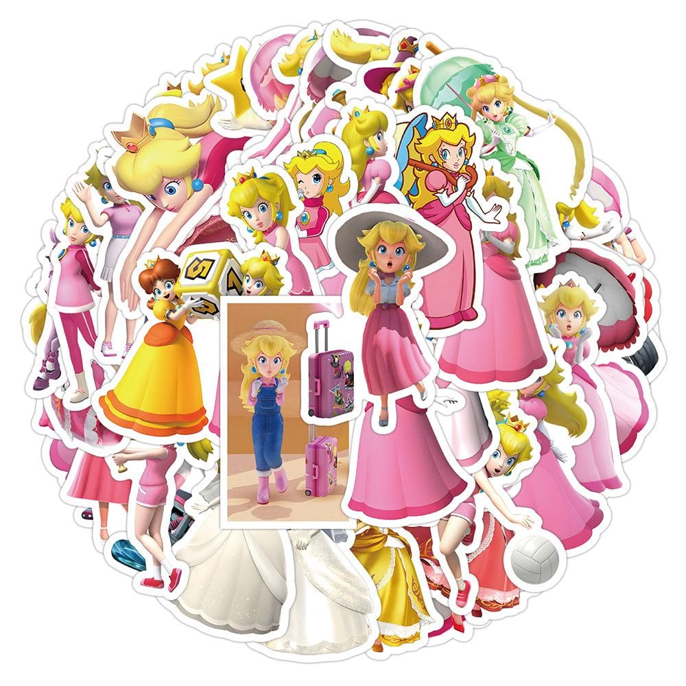 Adesivos Princess Peach Anime, vinil impermeável, 50 unidades