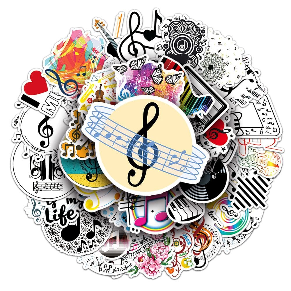 Pacote de adesivos Music Symbols Anime Waterproof Vinyl 50 unidades