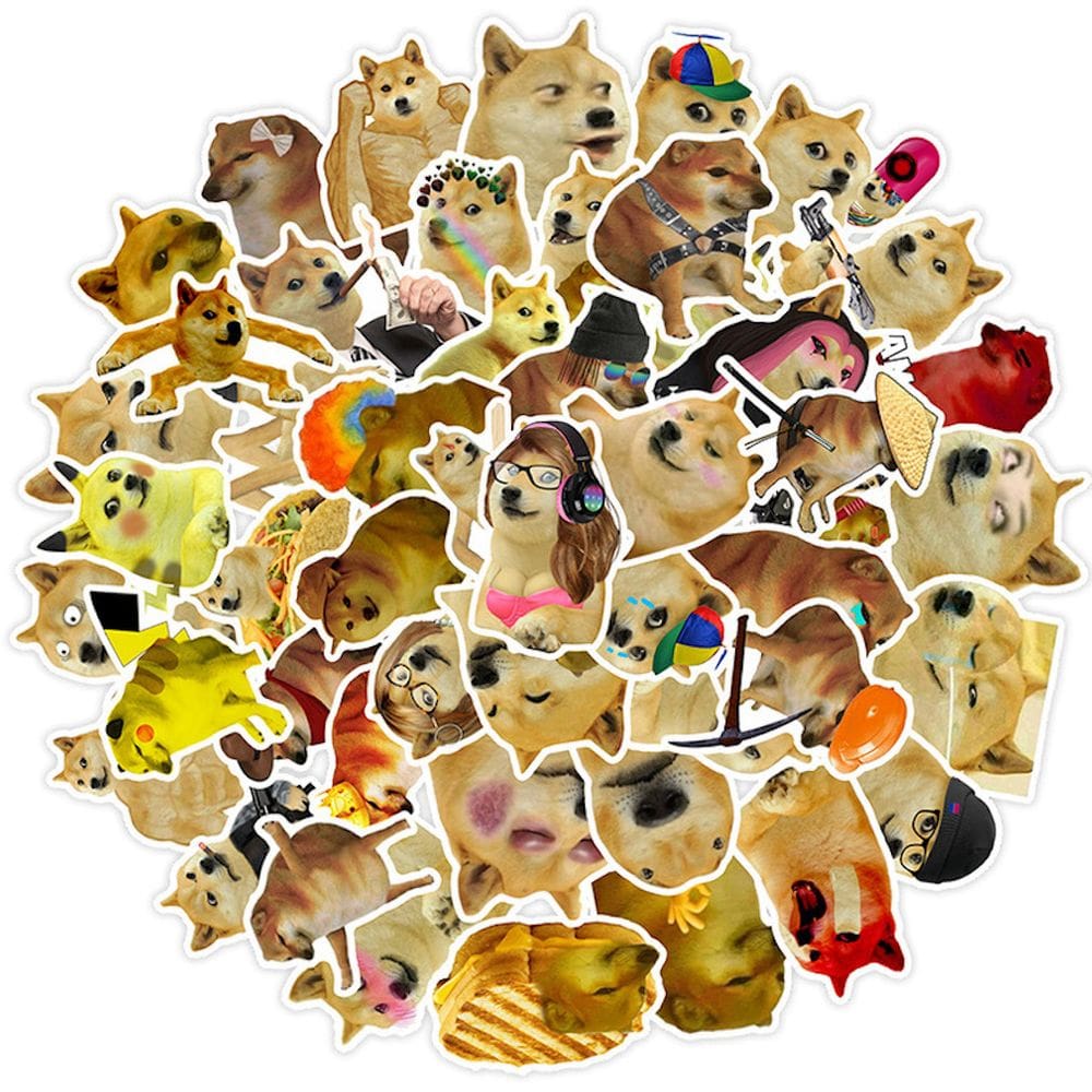 Pacote de adesivos Cheems Memes Shiba Inu Anime 50 unidades de 4-6 cm