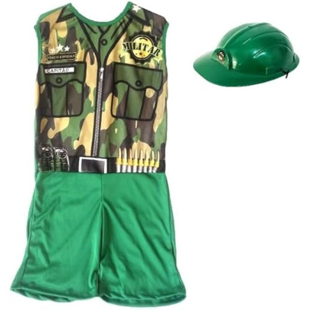 Kit Infantil Fantasia Militar Com Capacete - G