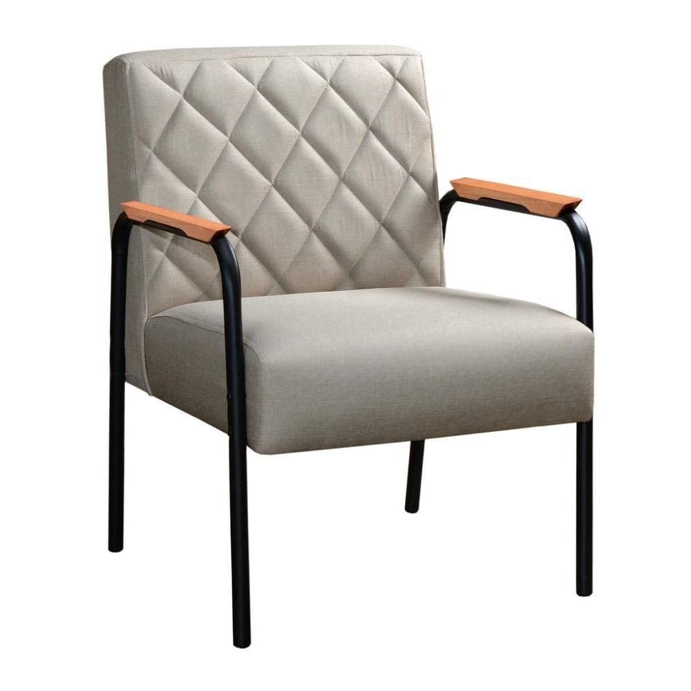 Poltrona Ludmilla Cadeira Decorativa Sala Recepção Escritório - Linho Bege 140