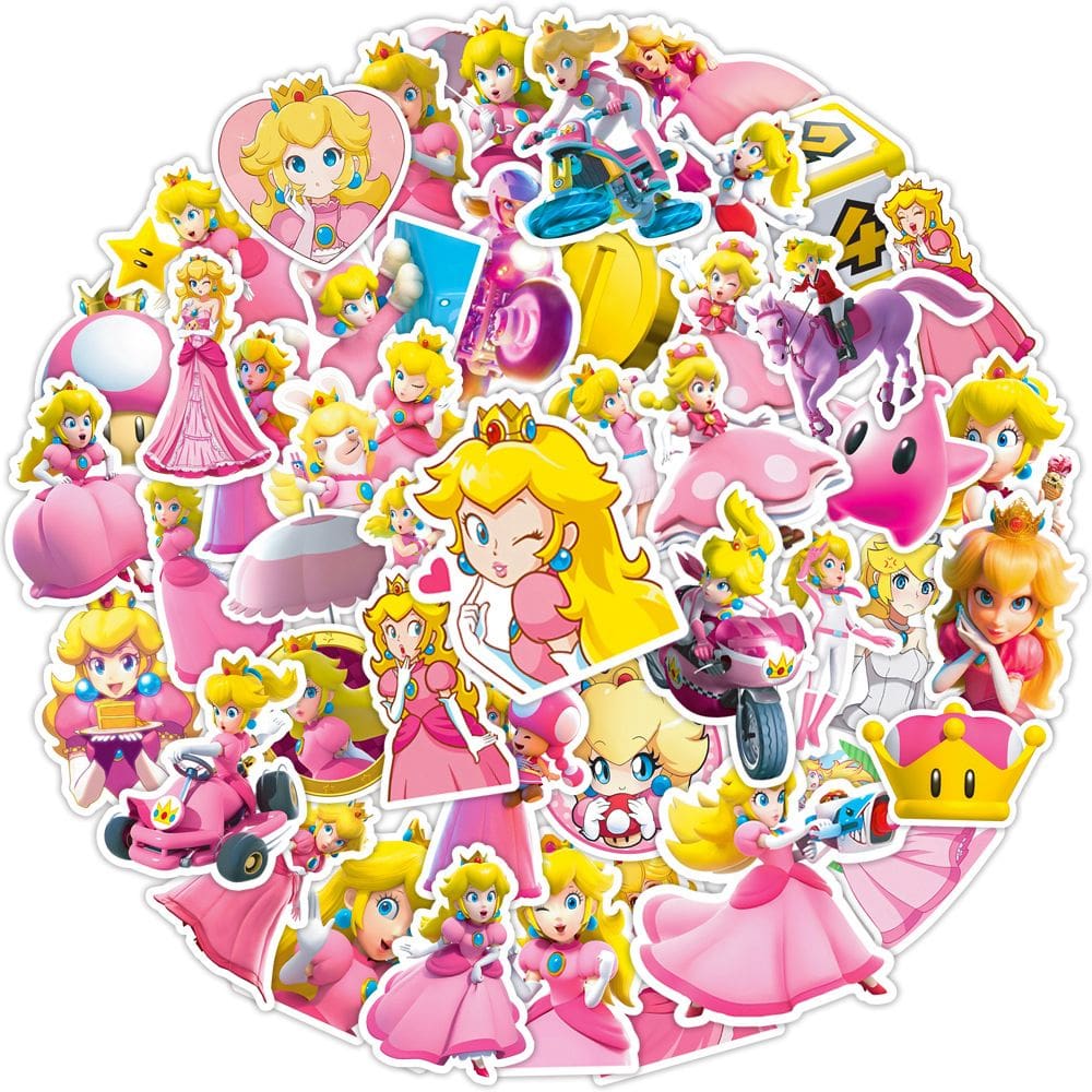 Adesivos Princess Peach Anime, vinil impermeável, 50 unidades