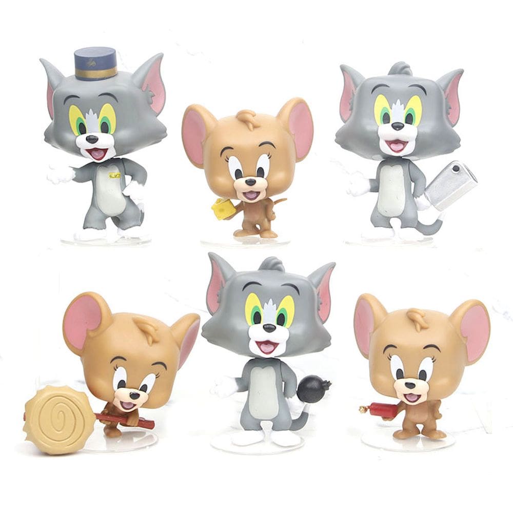 Brinquedo de boneco de anime colecionável Tom e Jerrys Jerrys, 6 unidades