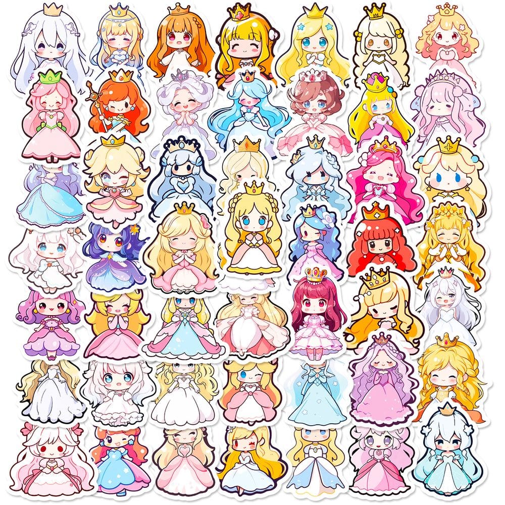 Pacote de adesivos Princess Girl Skirt, anime, vinil impermeável, 50 unidades