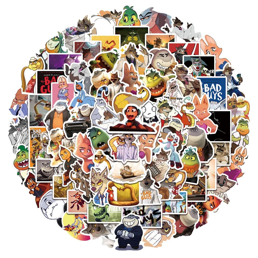 Adesivos Badass Bad Guys Anime em vinil impermeável 100 unidades