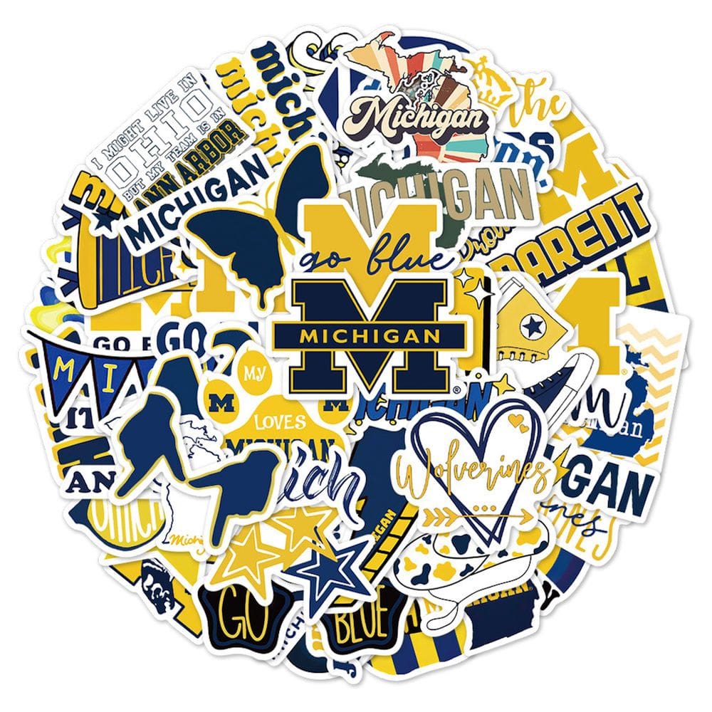 Pacote de adesivos de anime da Universidade de Michigan, 50 unidades