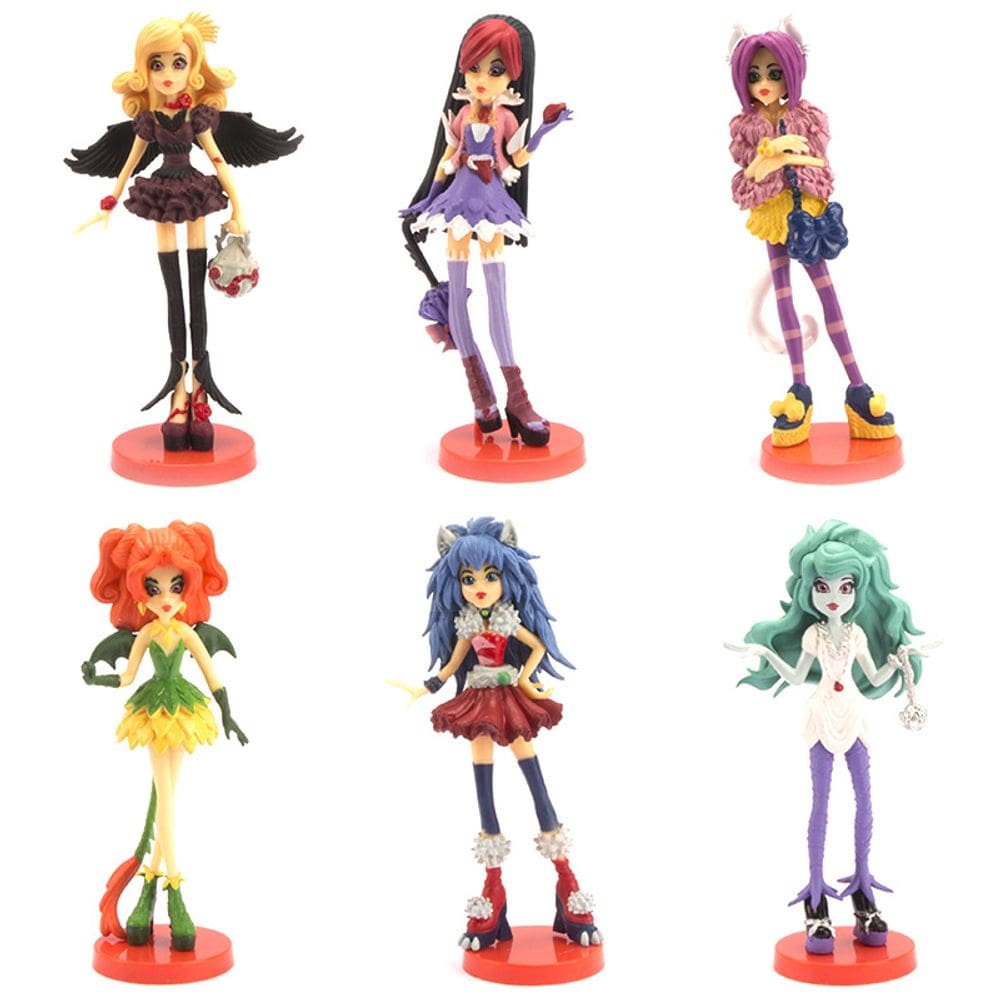 Figura de brinquedo colecionável modelo Monsters Highs Anime x6