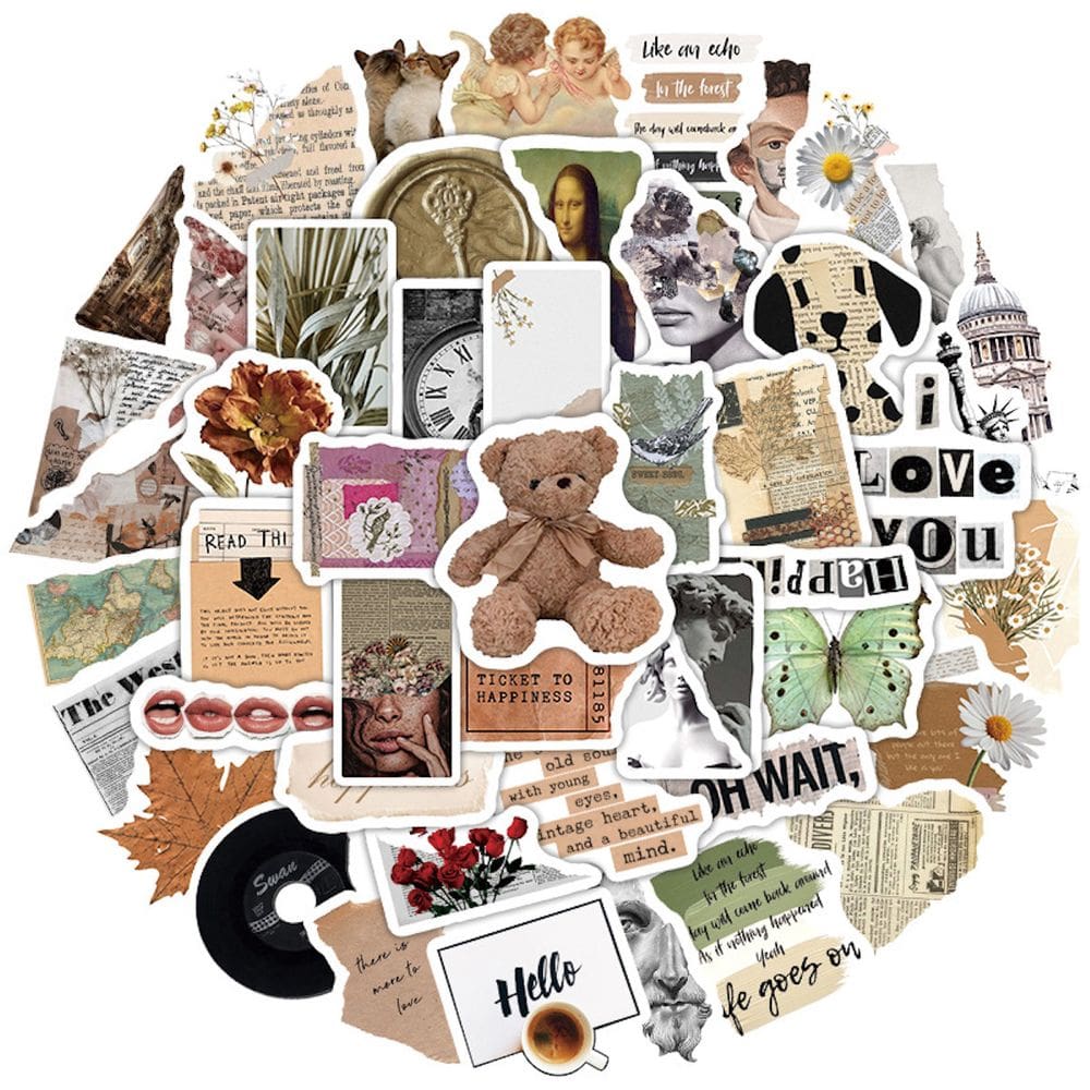 Pacote de adesivos Retro Shabby Newspapers Anime Waterproof 50 unidades