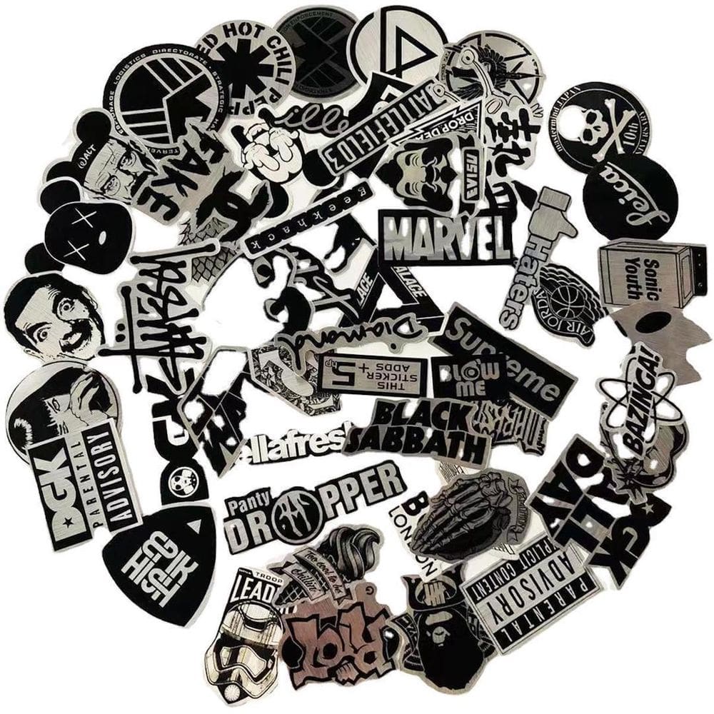 Pacote de adesivos: imitação de metal, anime, vinil impermeável, 55 unidades