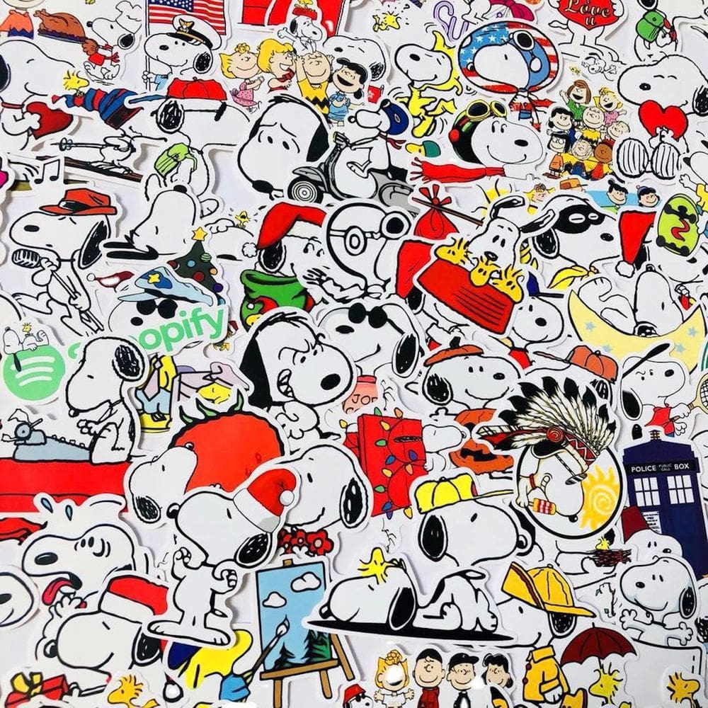 Pacote de adesivos Snoopys Anime Waterproof Vinyl 80 unidades