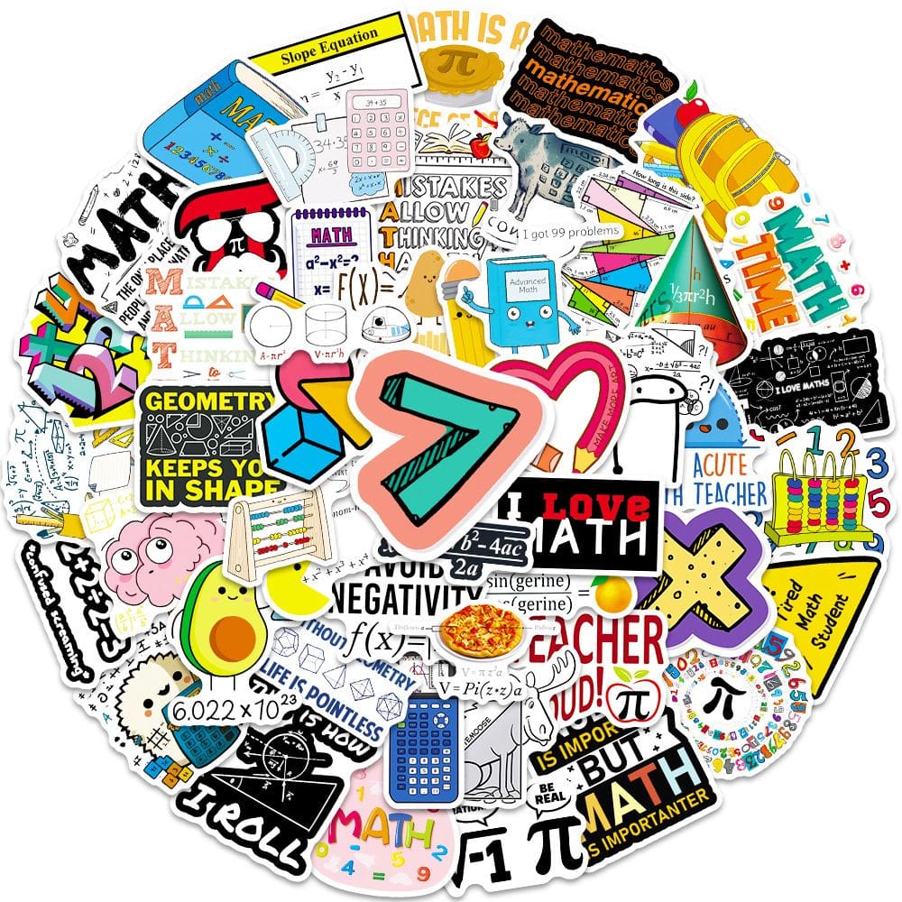 Pacote de adesivos Math Letter Symbol Anime Waterproof Vinyl x50