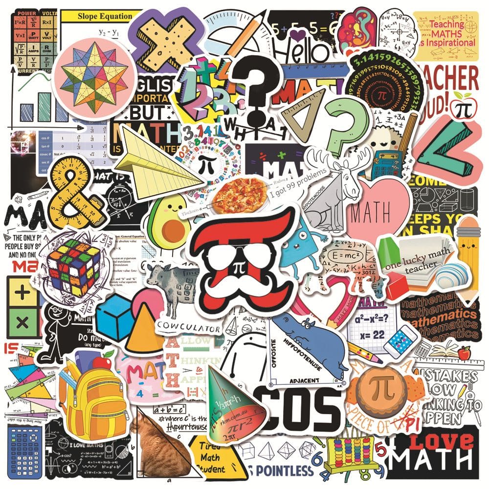 Pacote de adesivos Math Icon Anime, vinil impermeável, 100 unidades