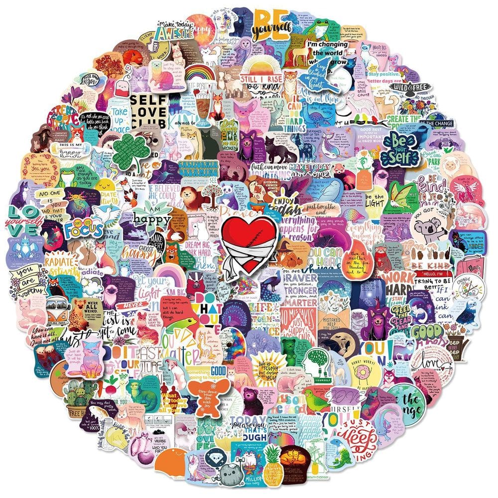 Pacote de adesivos com slogans em inglês e anime inspirador (50 unidades)