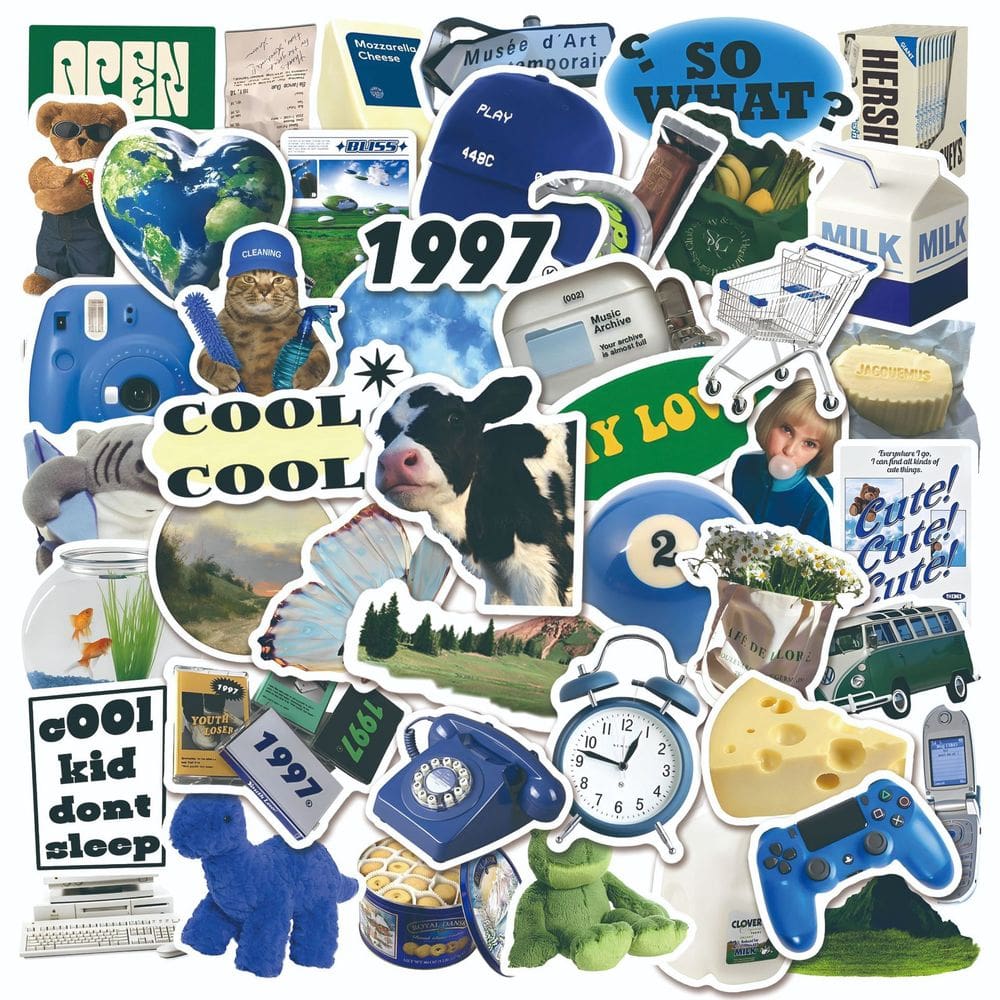 Pacote de adesivos, estilo azul, anime, vinil impermeável, 50 unidades