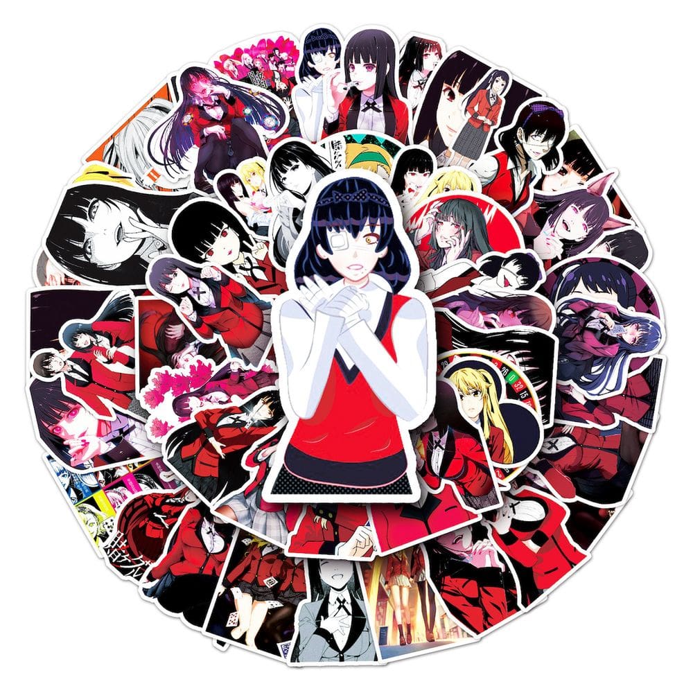 Pacote de adesivos Kakegurui Anime, vinil impermeável, 50 unidades