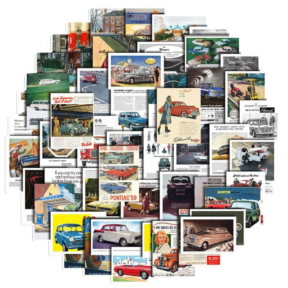 Pacote de adesivos Classic Car Anime, 50 unidades de vinil impermeável