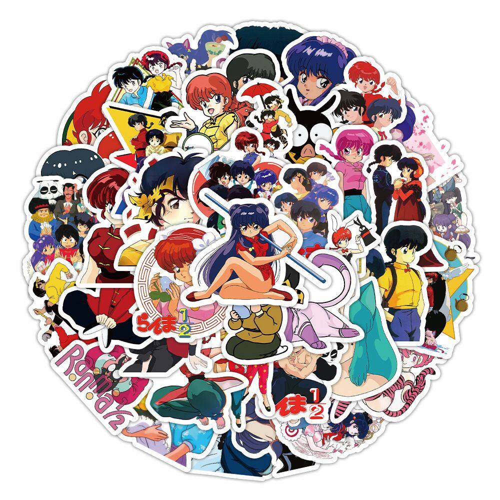 Pacote de adesivos Ranma Anime Waterproof Vinyl 60 unidades 4-7 cm