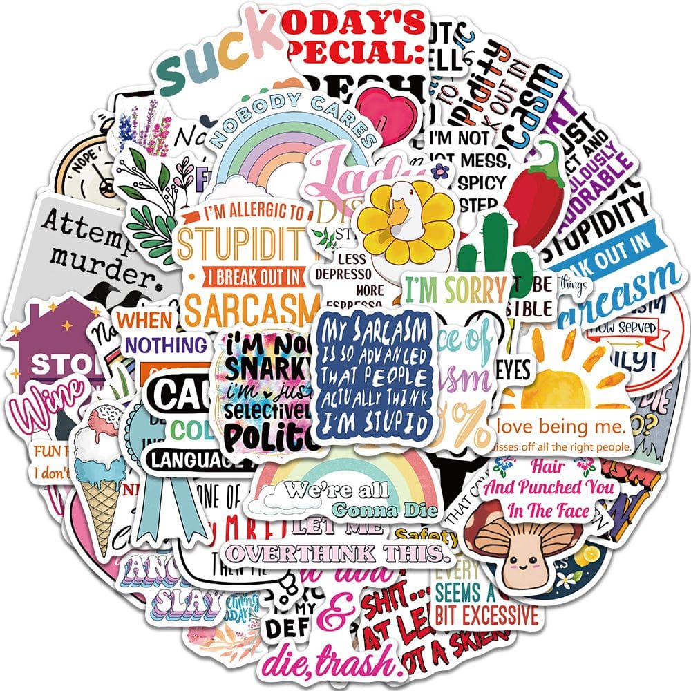 Pacote de adesivos Mean Sentences Anime Waterproof 50 unidades