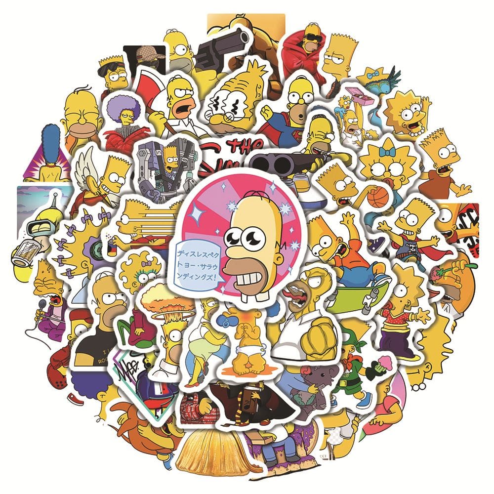 Pacote de adesivos Simpsons Anime Waterproof Vinyl 50 unidades