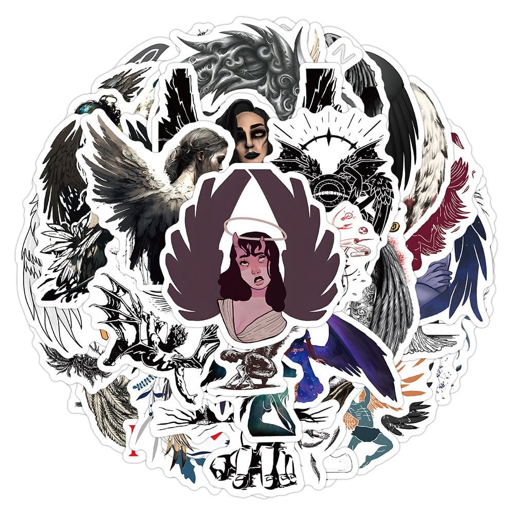 Pacote de adesivos Fallen Angel Dark Anime, vinil impermeável, 52 unidades