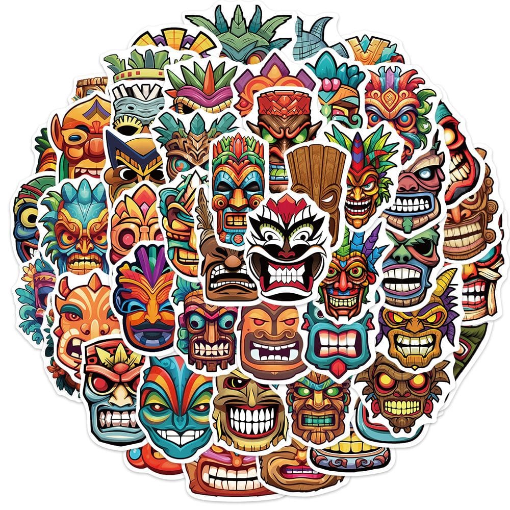 Pacote de adesivos Aboriginal Mask Anime Waterproof Vinyl 50 unidades