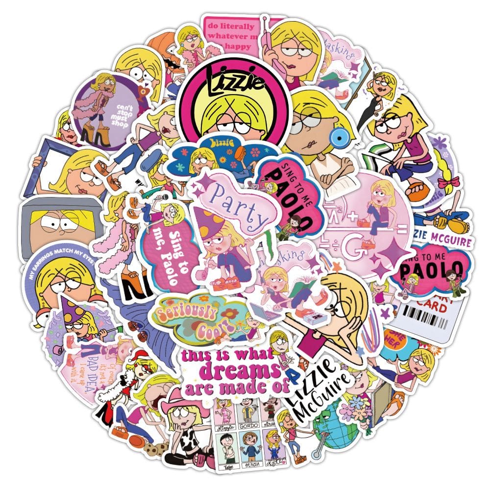 Adesivos Lizzies Mcguires Anime à prova d`água, 50 unidades/pacote