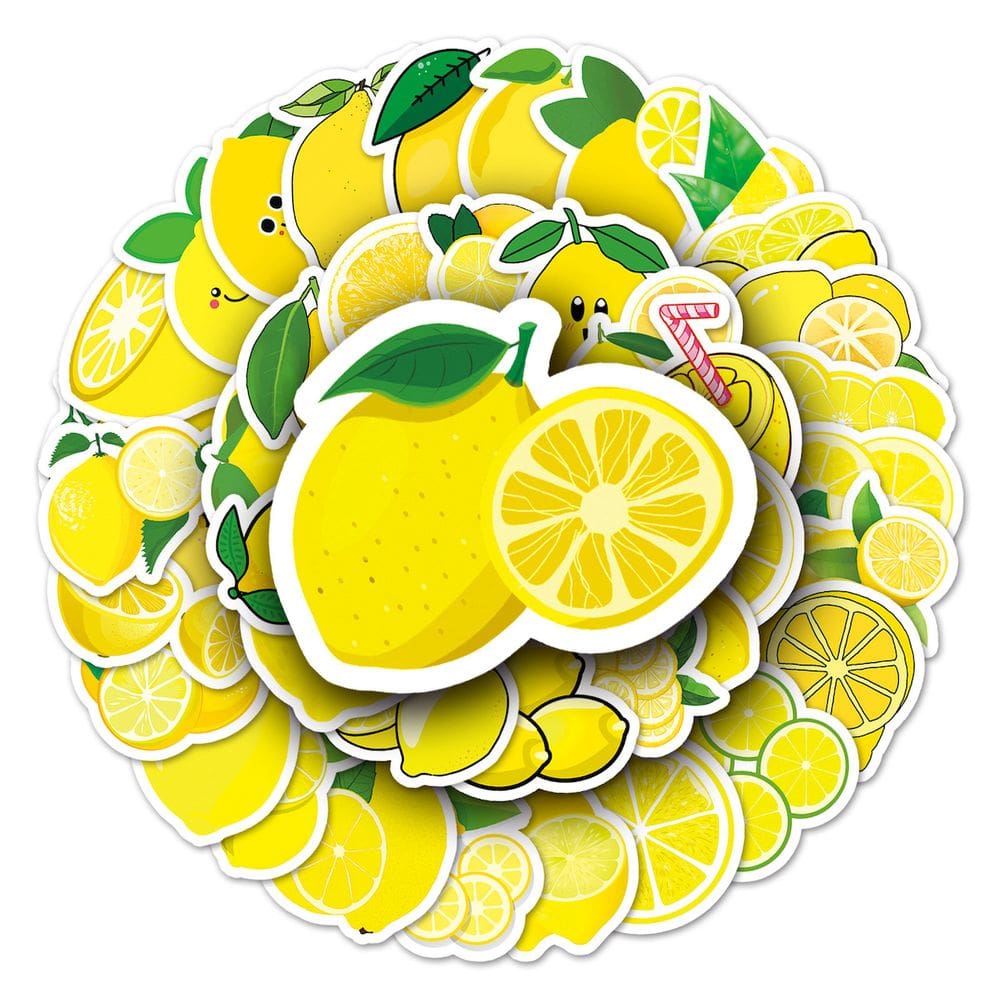 Adesivos de anime de frutas de limão, 50 peças, PVC, impermeável