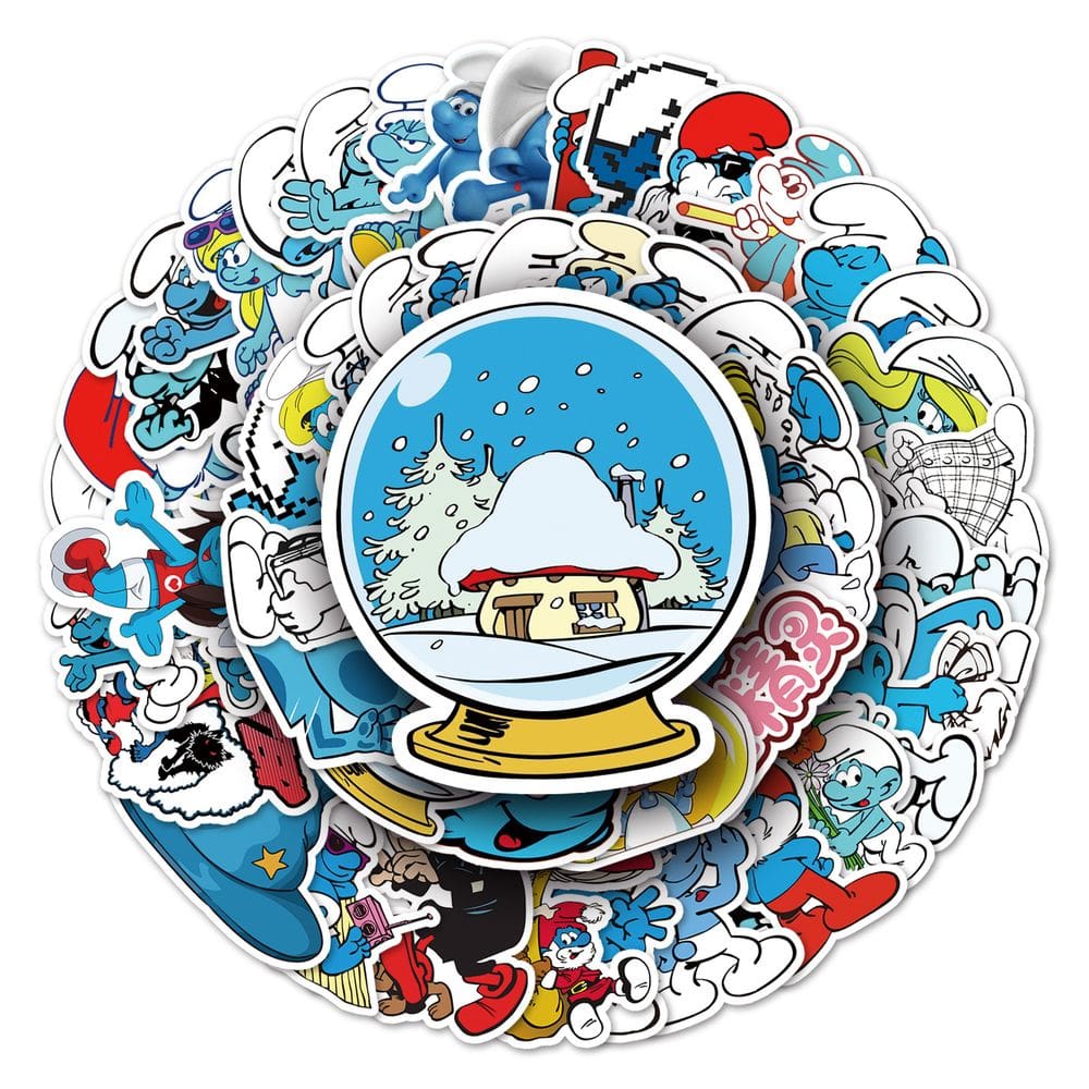Pacote de adesivos Smurfs Anime Waterproof Vinyl 52 unidades