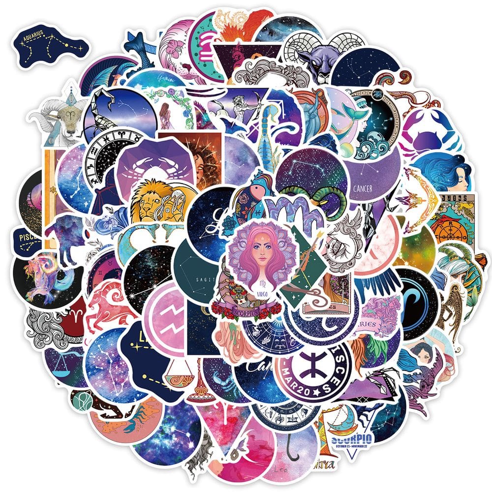 Pacote de adesivos Twelve Constellation, 100 unidades de anime impermeável