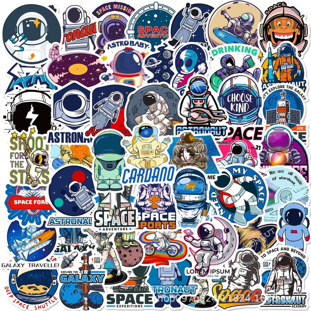 Pacote de adesivos Space Planet Astronaut 50 unidades de anime impermeável