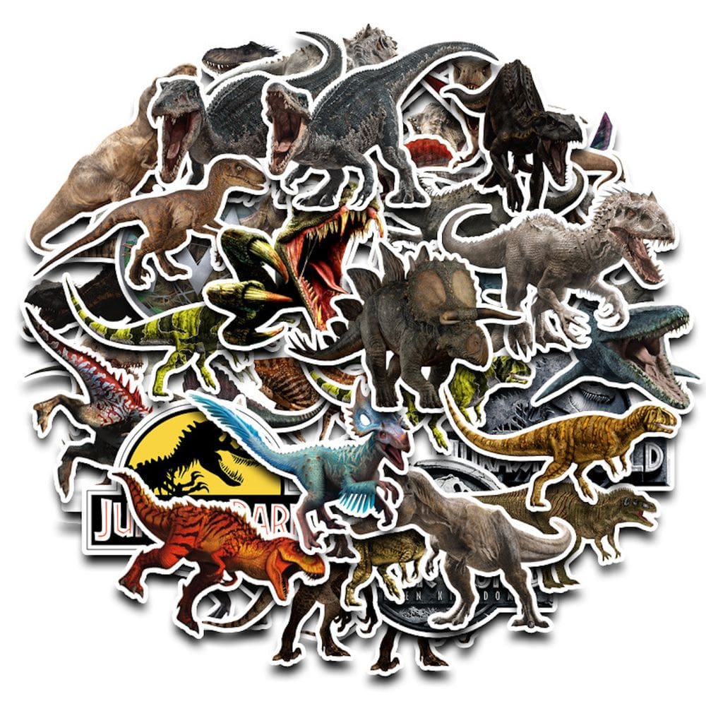 Pacote de adesivos Jurassics Parks Dinosaurs 50 unidades à prova d`água