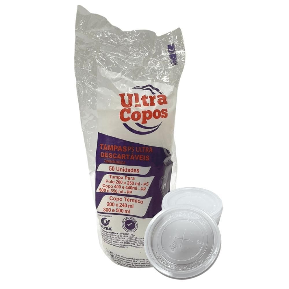 Tampa Copo 400Ml 500Ml Copo Isopor 240/300Ml C/Furo C/500