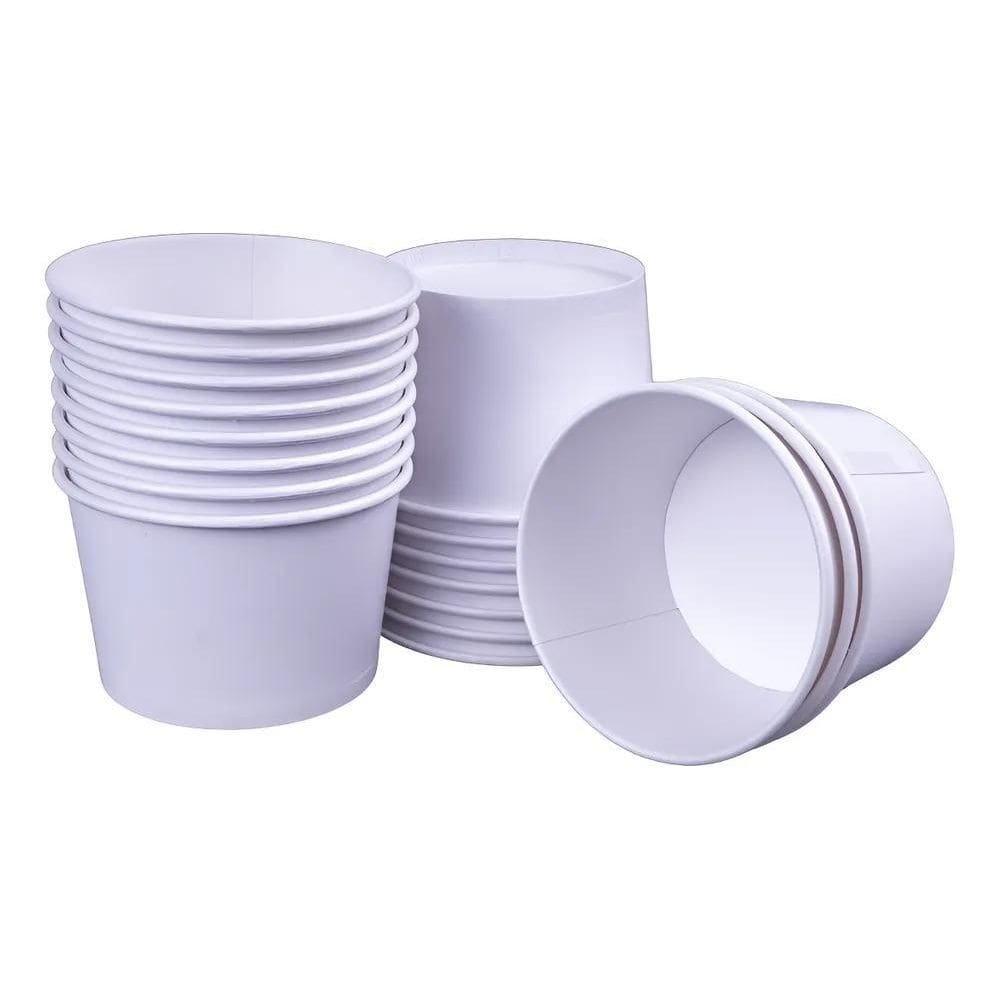 2X Pote De Papel Branco Liso 360 Ml Biodegradavel 100 Unidad