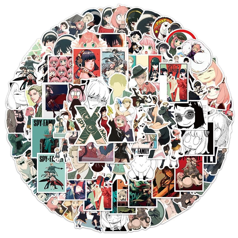 Pacote de adesivos Spys Familys Anime Waterproof Vinyl 110 unidades