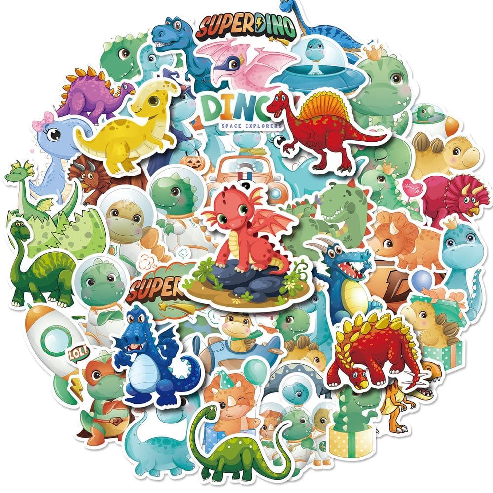 Pacote de adesivos Dinosaur Anime Waterproof Vinyl 50 unidades