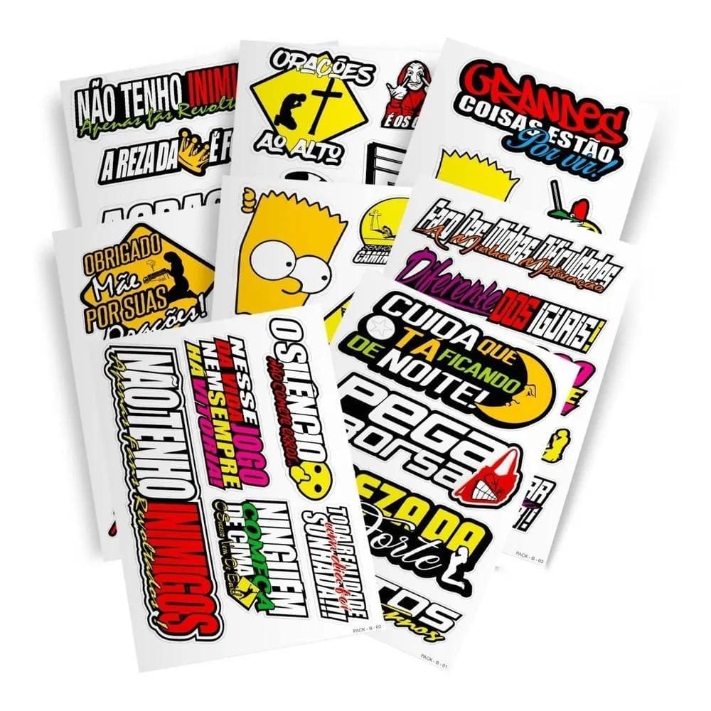 2X Kit 8 Super Cartelas De Adesivos Carro Moto Caminhão Bike