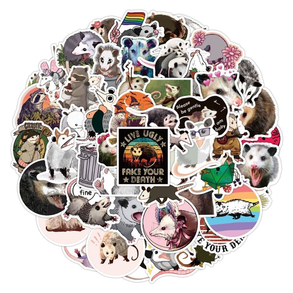 Pacote de adesivos Animals Possum Family Didelphidaes x50