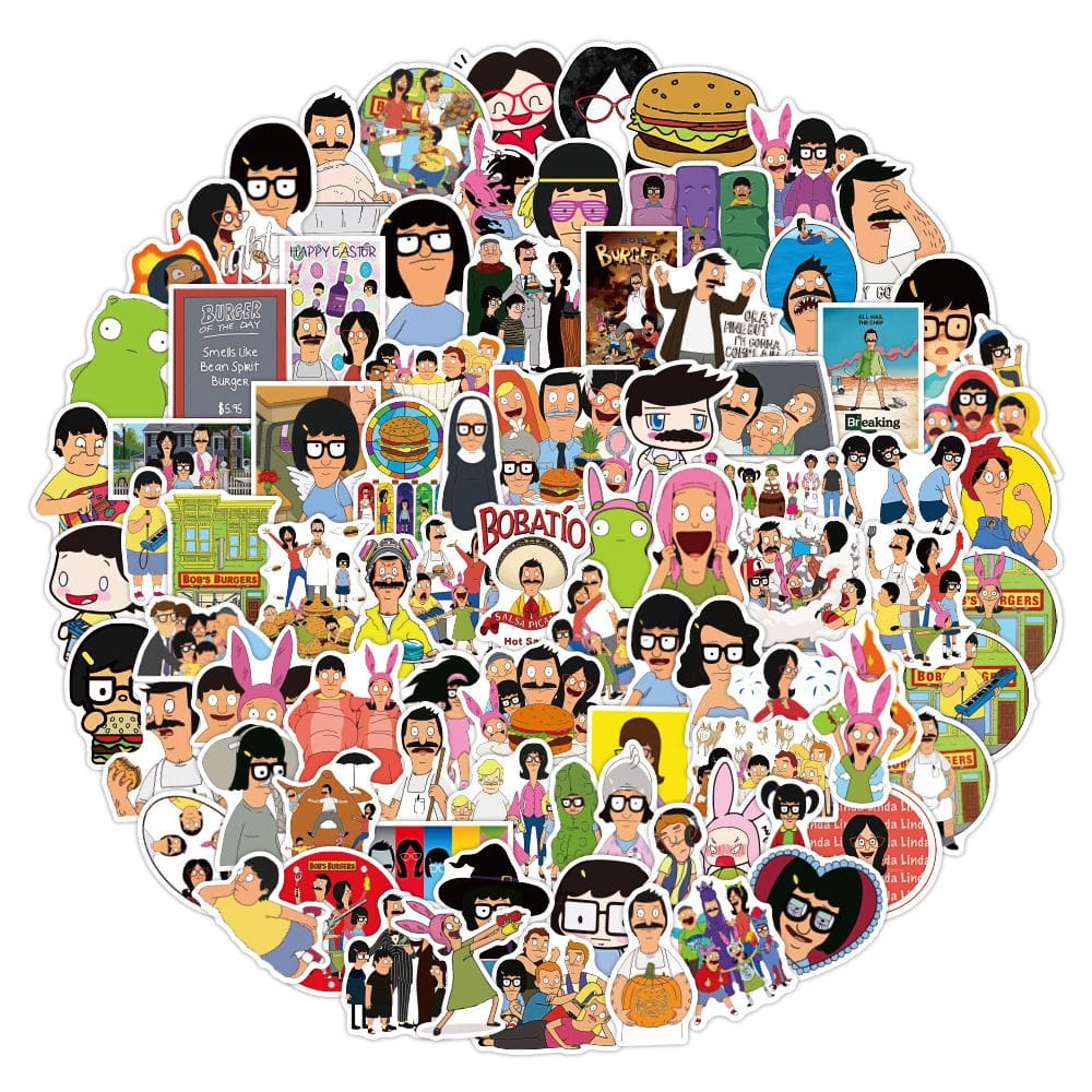 Pacote de adesivos Bobs Burgers Anime Waterproof Vinyl 100 unidades