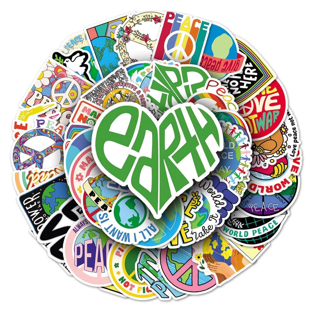 Pacote de adesivos World Peace Cartoon Anime, vinil impermeável, 50 unidades