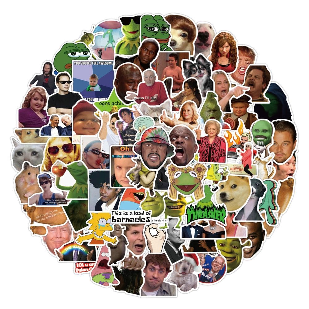 Pacote de adesivos Funny Memes Anime, vinil impermeável, 100 unidades